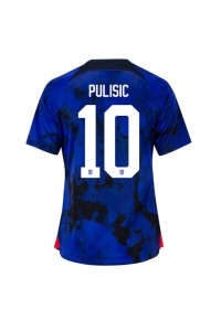 Yhdysvallat Christian Pulisic #10 Jalkapallovaatteet Naisten Vieraspaita MM-kisat 2022 Lyhythihainen